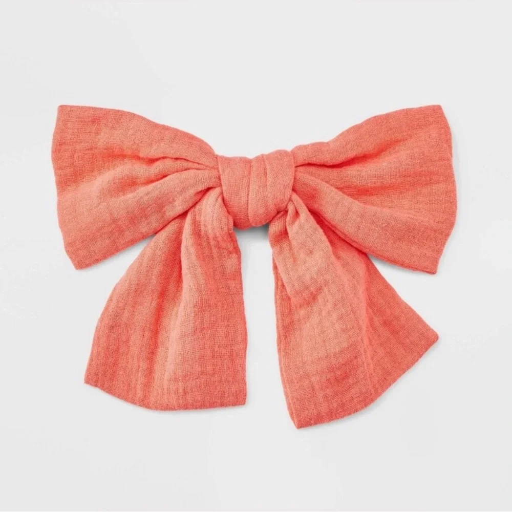 Wrinkled Linen Bow Hair Barrette -Fashionable Solid Hair Clip for Styling
